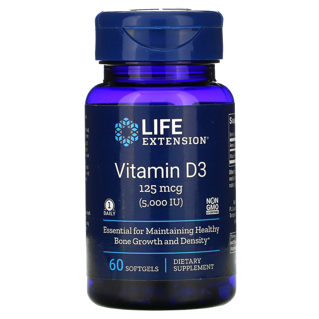 Life Extension, Vitamin D3, 125 mcg (5,000 IU), 60 Softgels