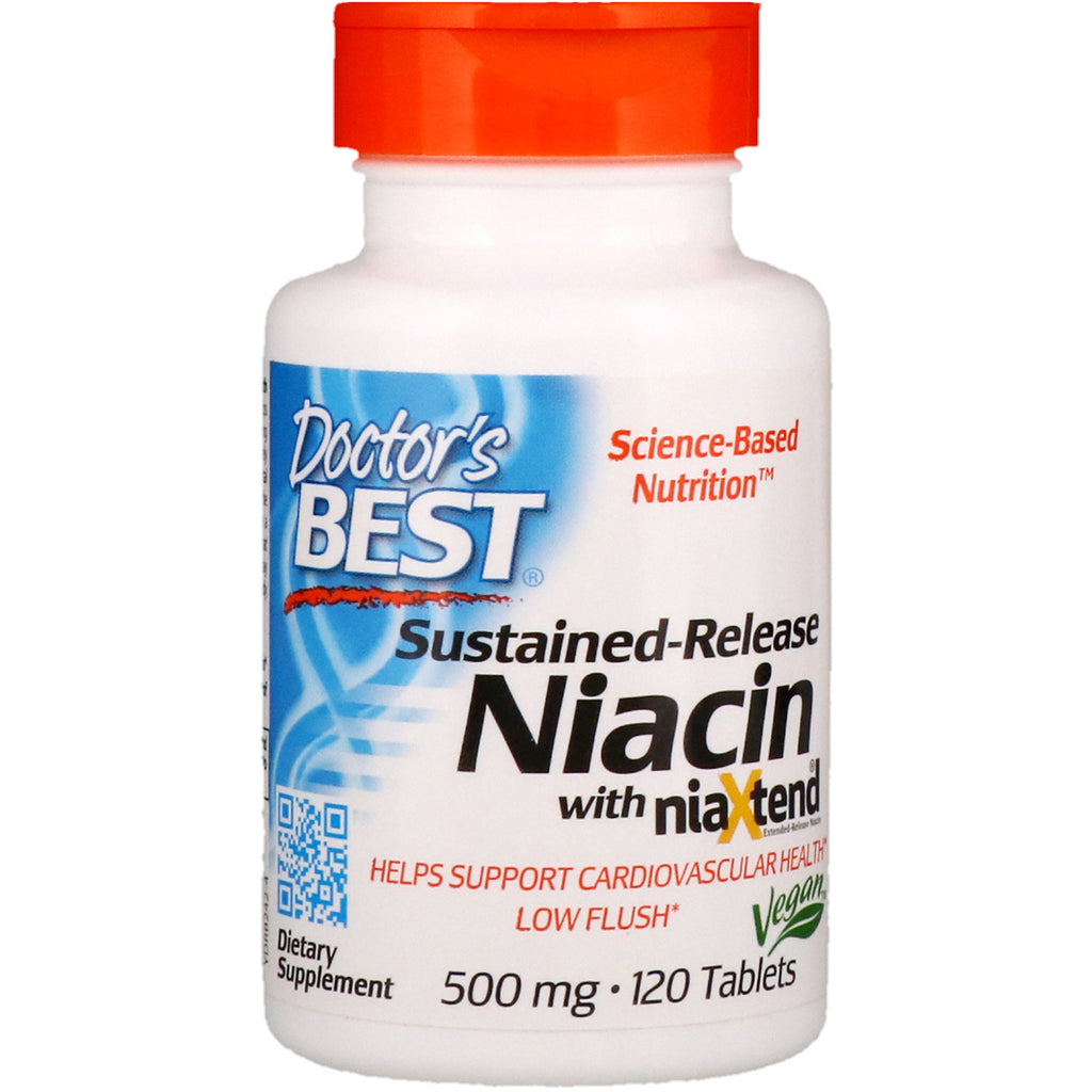 Doctor's Best, Sustained-Release Niacin with niaXtend, 500 mg, 120 Tablets