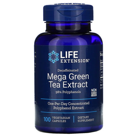 Life Extension, Mega Green Tea Extract, Decaffeinated, 100 Vegetarian Capsules