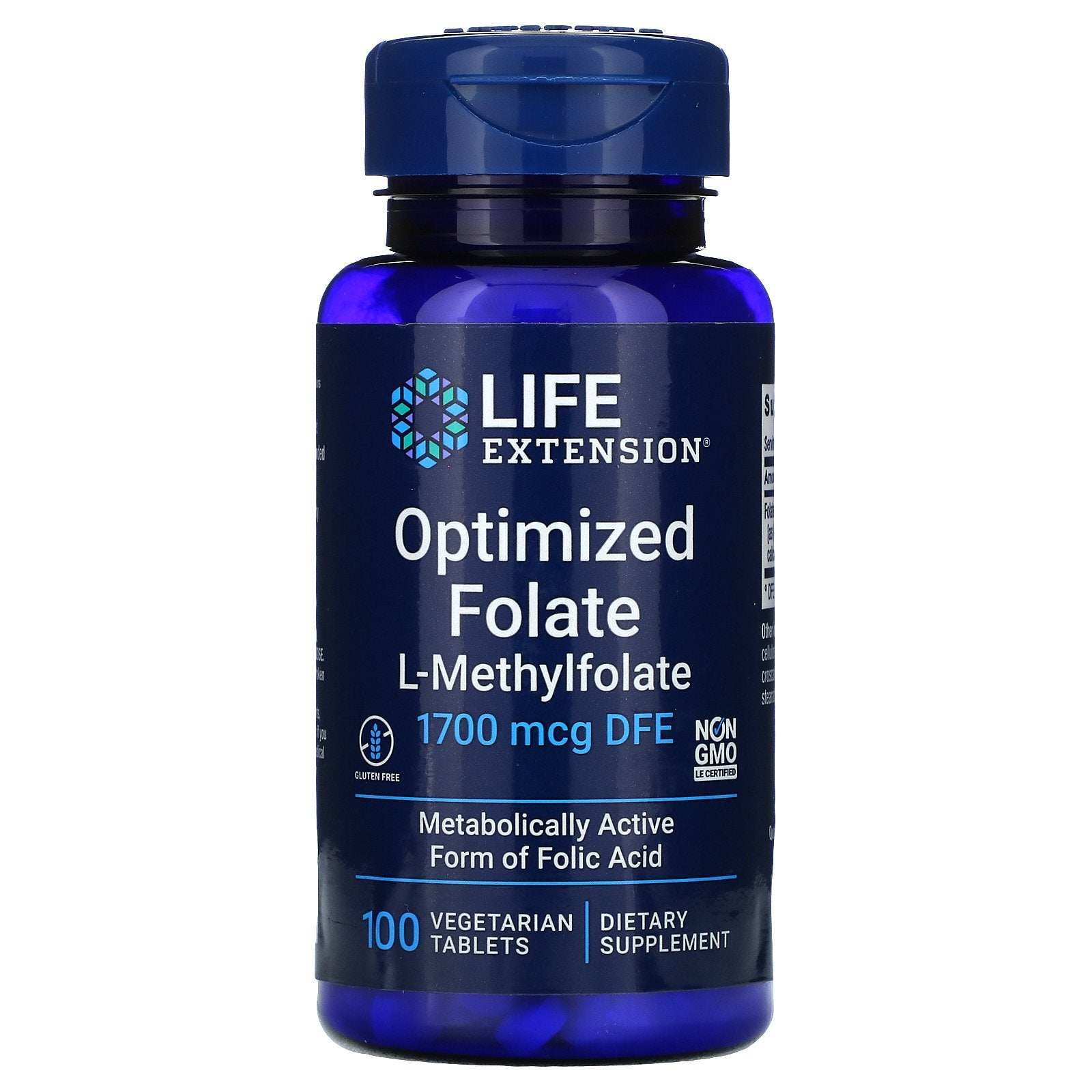 Life Extension, Optimized Folate, 1,700 mcg DFE, 100 Vegetarian Tablets