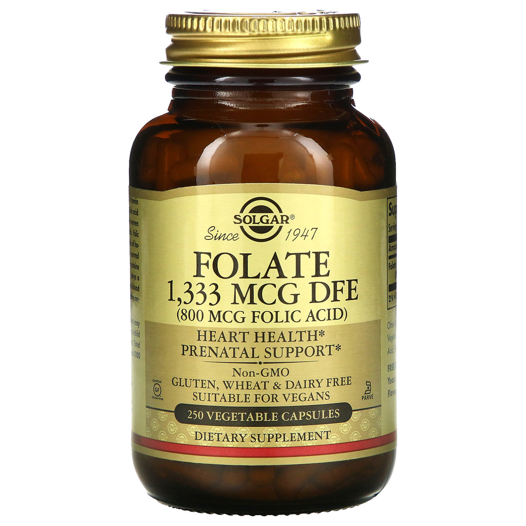 Solgar, Folate, 800 mcg, 250 Vegetable Capsules