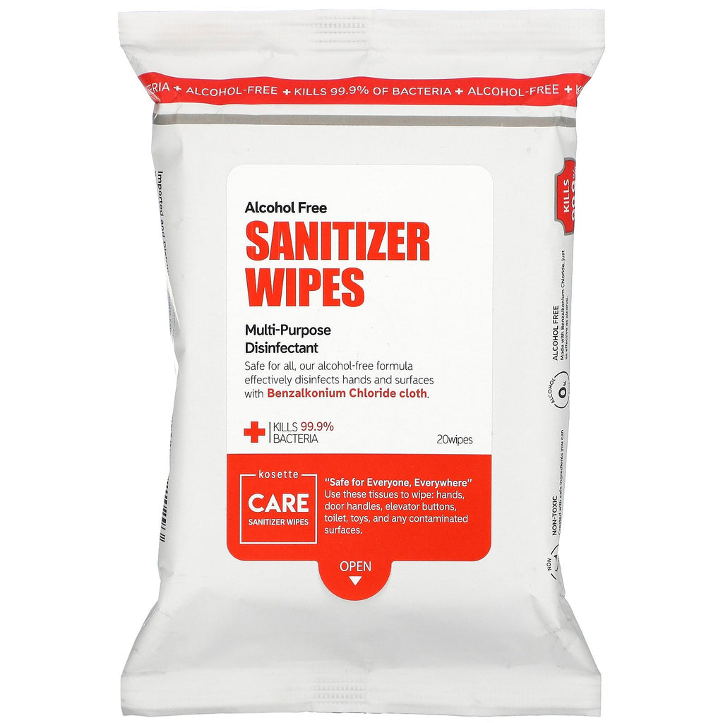 Kosette, Sanitizer Wipes, Alcohol-Free, 20 Wipes