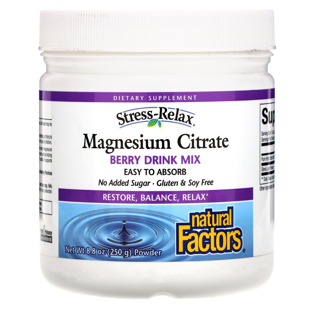 Natural Factors, Stress-Relax, Magnesium Citrate, Berry Drink Mix, 8.8 oz (250 g)