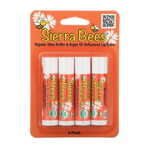Sierra Bees,  Lip Balms, Shea Butter & Argan Oil, 4 Pack, .15 oz (4.25 g) Each