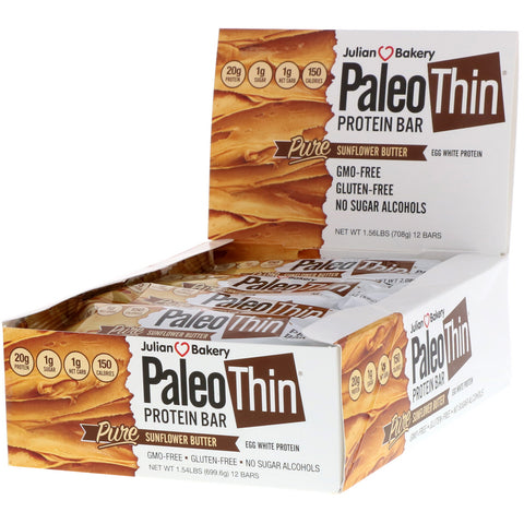 Julian Bakery, PALEO Protein Bar, Pure Sunflower Butter, 12 Bars, 2.05 oz (58.3 g) Each