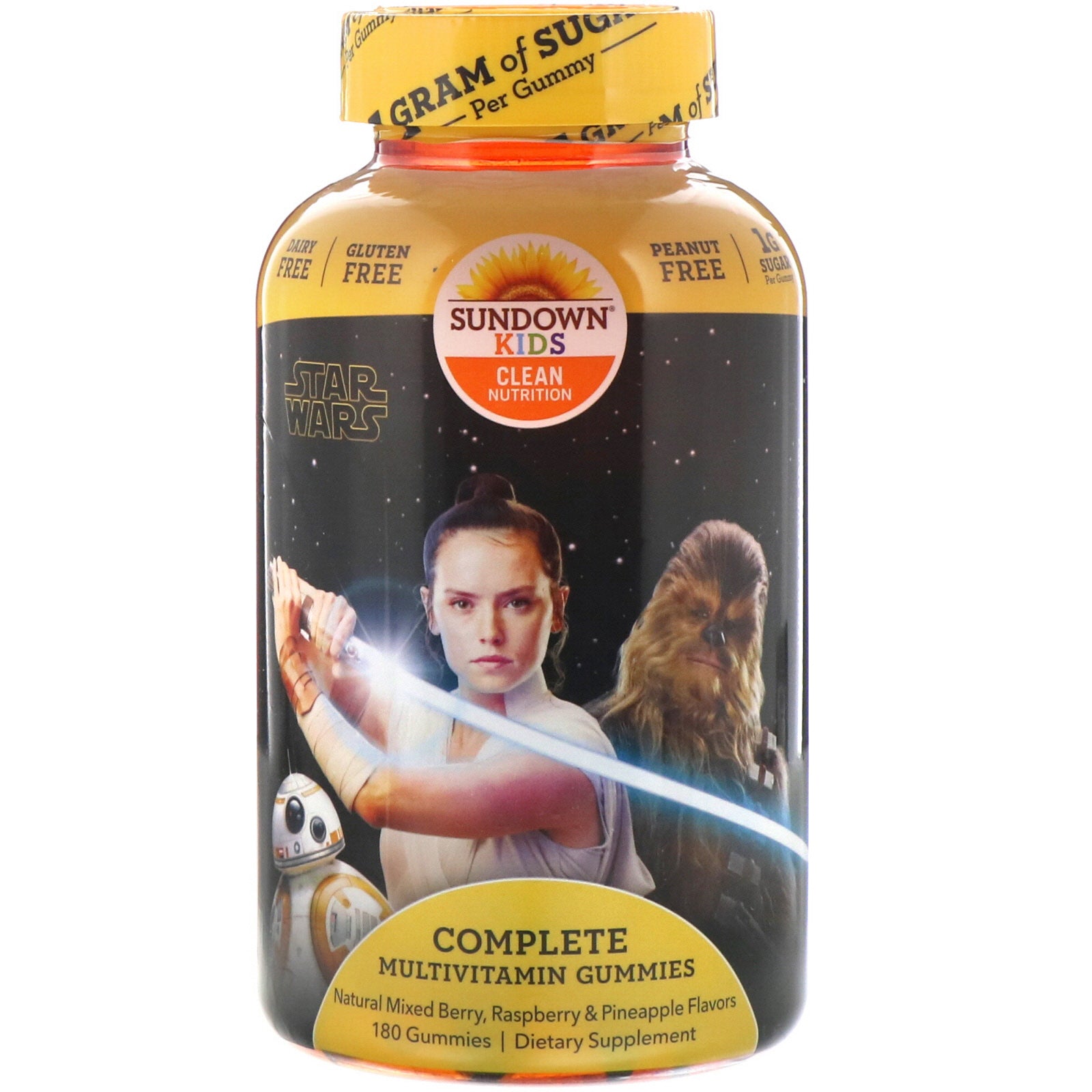 Sundown Naturals Kids, Complete Multivitamin Gummies, Disney Star Wars, Natural Mixed Berry, Raspberry & Pineapple Flavors, 180 Gummies