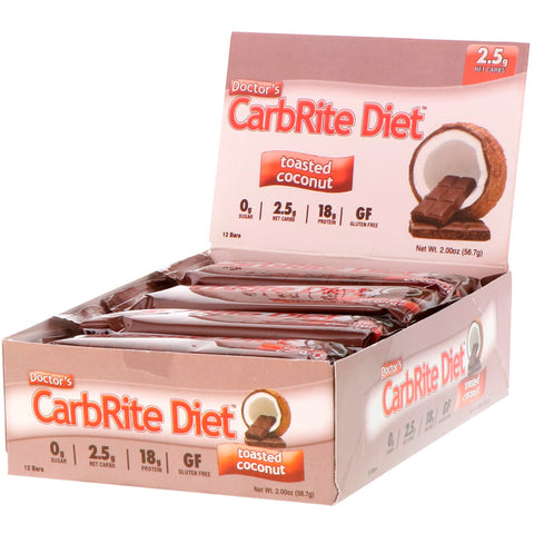 Universal Nutrition, Doctor's CarbRite Diet Bars, Toasted Coconut, 12 Bars, 2.0 oz (56.7 g) Each