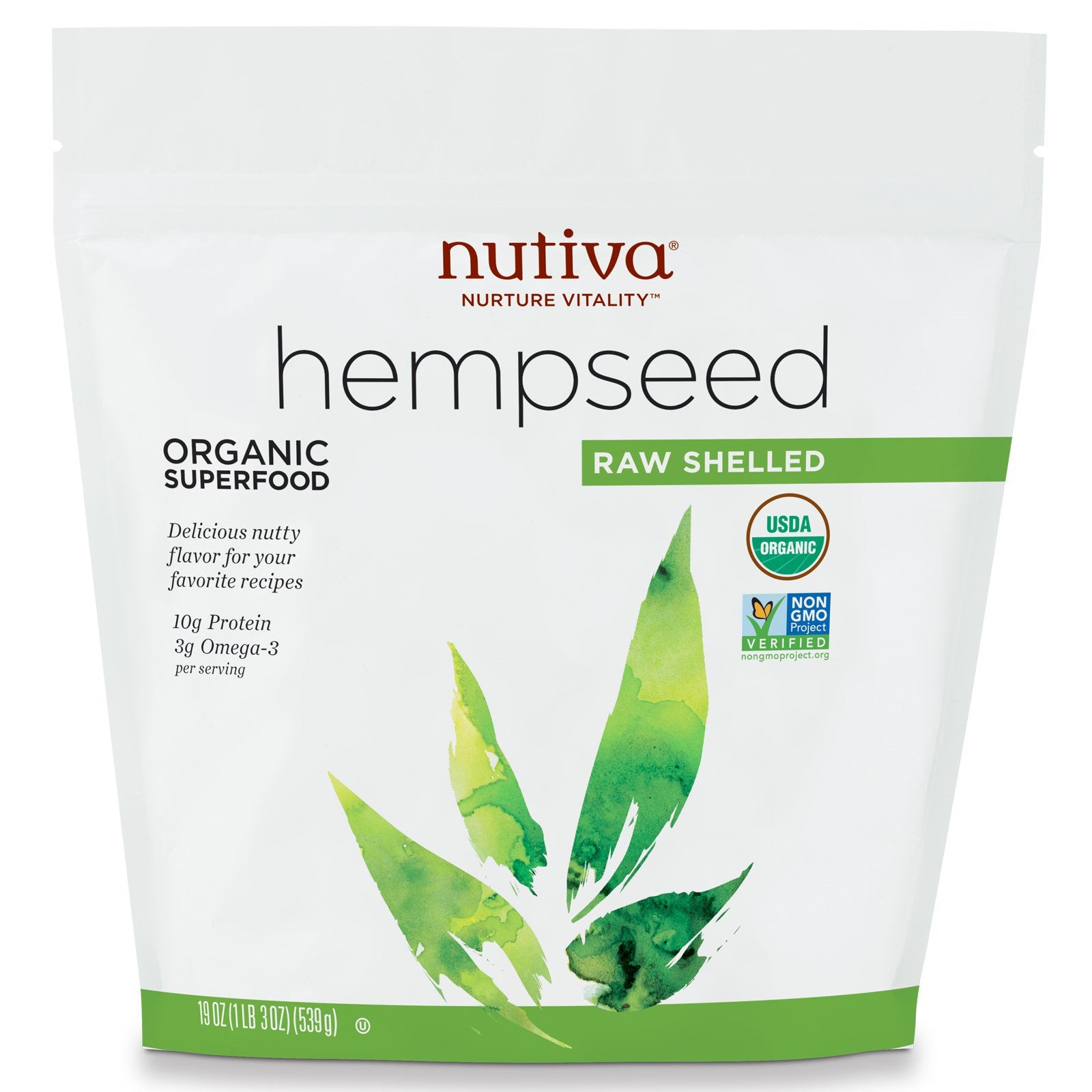 Nutiva, Organic Hemp Seed, Raw Shelled, 19 oz (539 g)