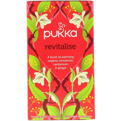 Pukka Herbs, Revitalise, Organic Cinnamon, Cardamom, & Ginger Tea, 20 Tea Sachets, 1.41 oz (40 g)