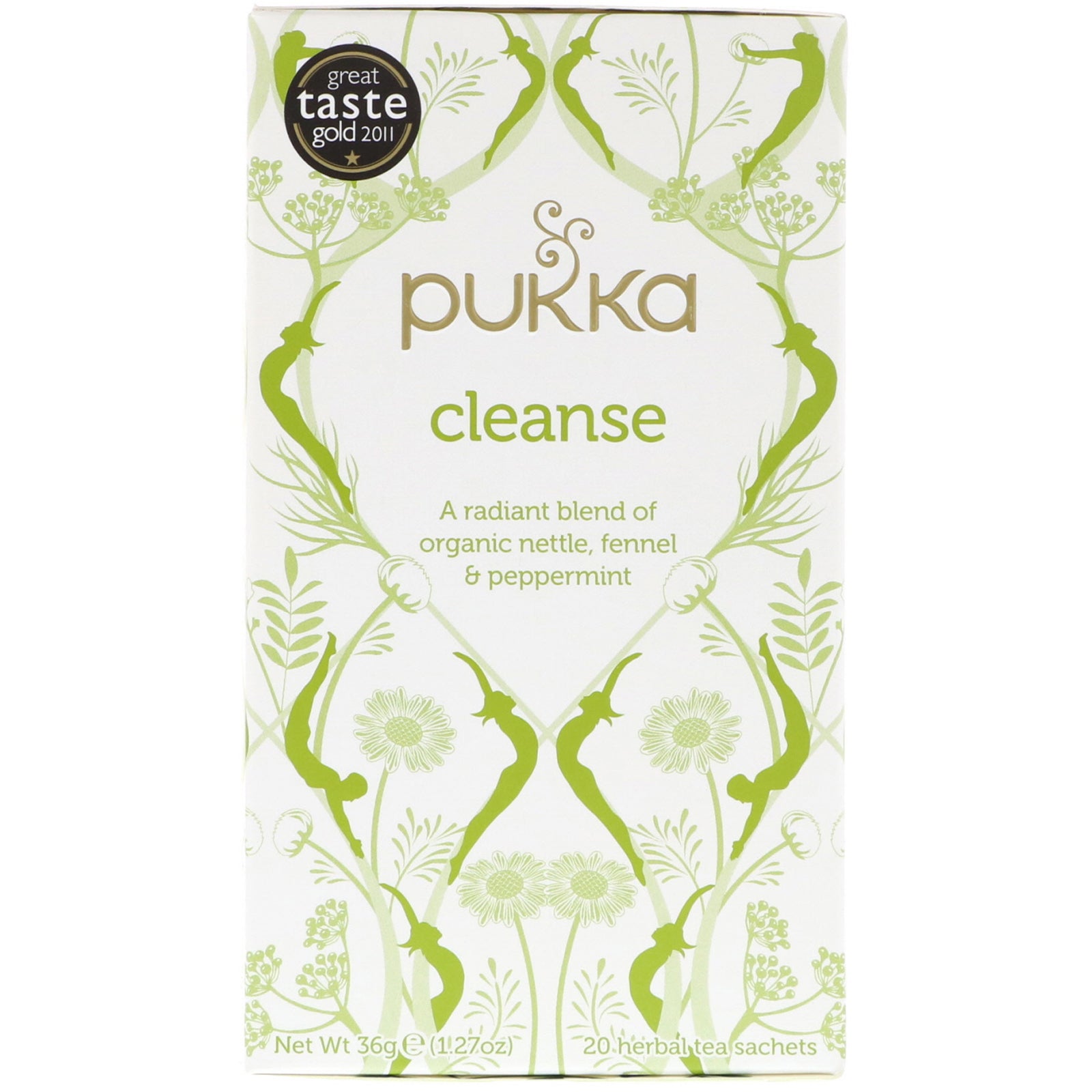 Pukka Herbs, Cleanse Herbal Tea, Caffeine Free, 20 Sachets, 1.27 oz (36 g)