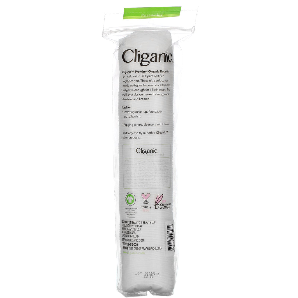 Cliganic,  Cotton Rounds, 100 Count