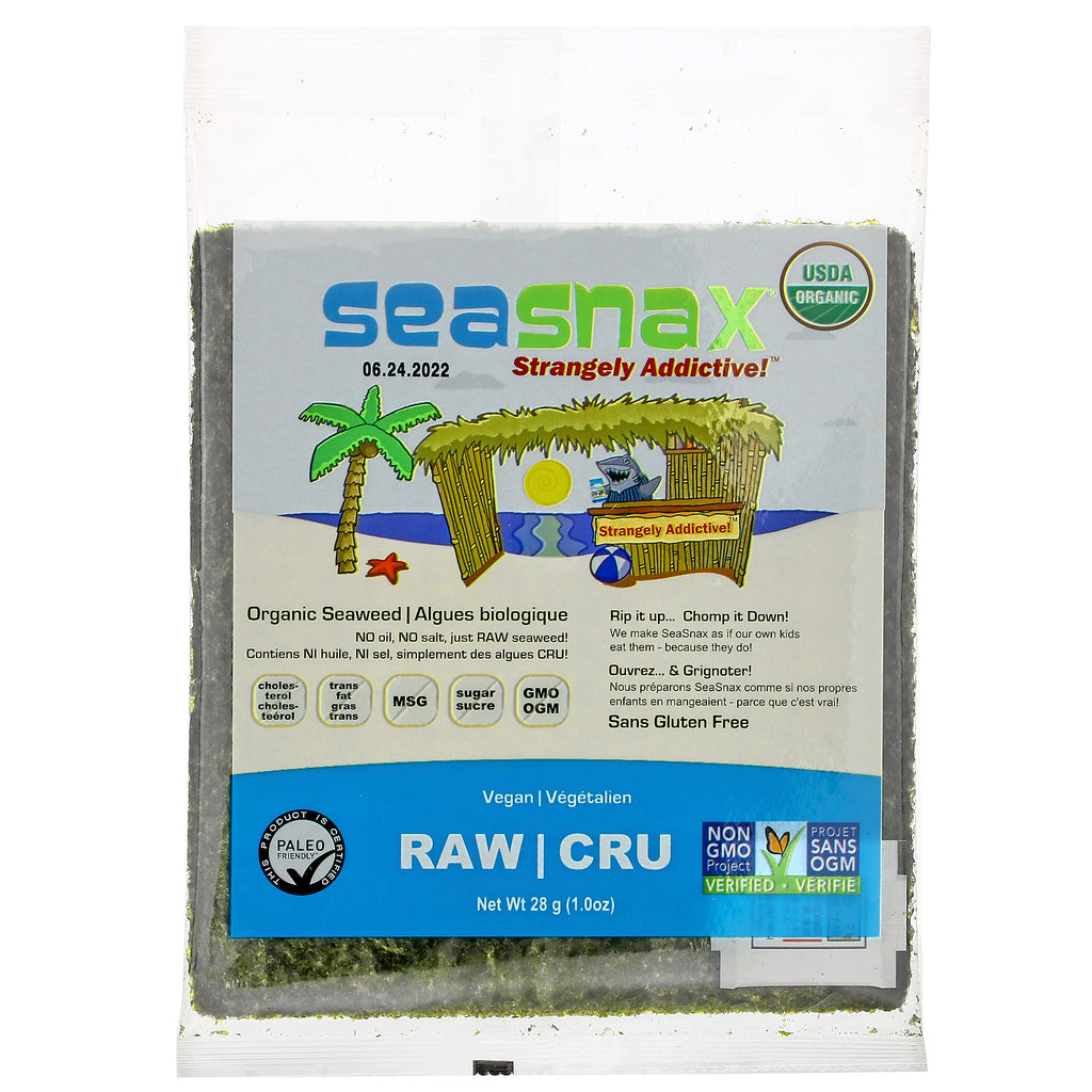 SeaSnax, Organic Raw Seaweed, 1.0 oz (28 g)