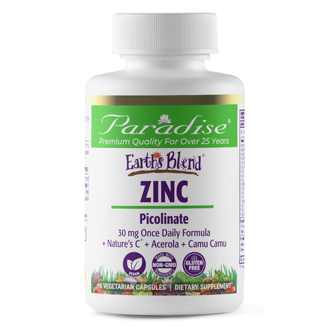 Paradise Herbs, Earth's Blend, Zinc, Picolinate, 90 Vegetarian Capsules