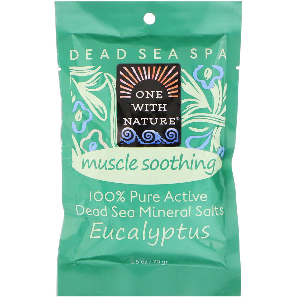 One with Nature, Dead Sea Spa, Mineral Salts, Muscle Soothing, Eucalyptus, 2.5 oz (70 g)