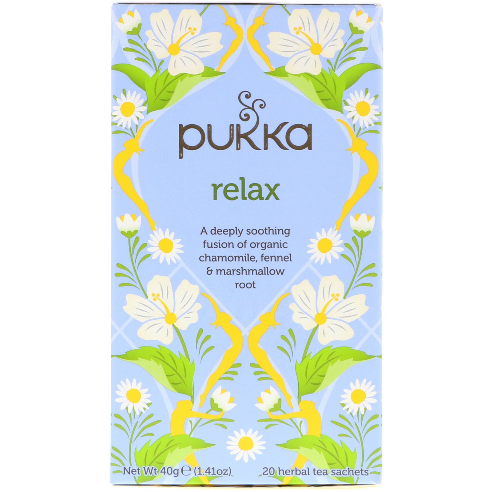 Pukka Herbs, Relax, Caffeine Free, 20 Herbal Tea Sachets, 1.41 oz (40 g)