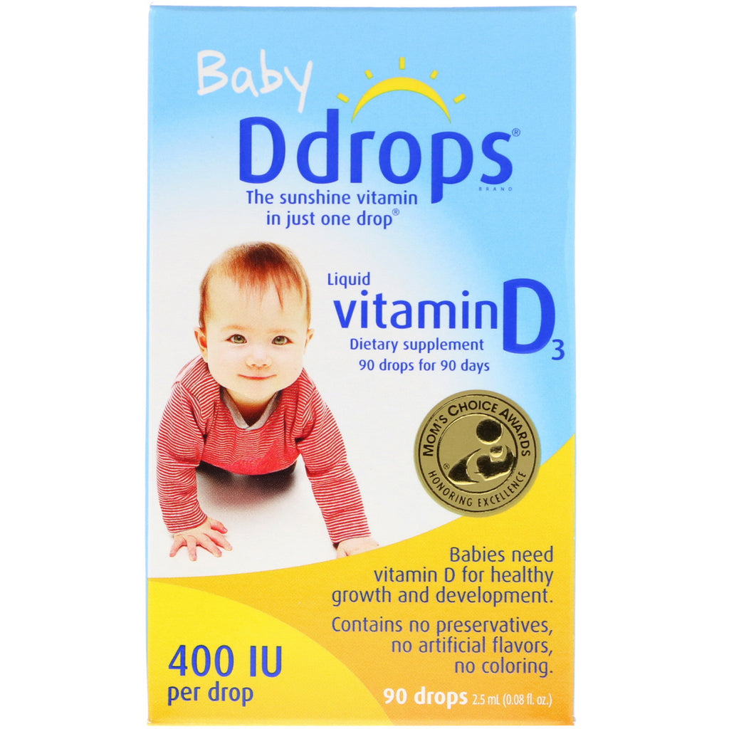 Ddrops, Baby, Liquid Vitamin D3, 400 IU, 90 Drops, 0.08 fl oz (2.5 ml)