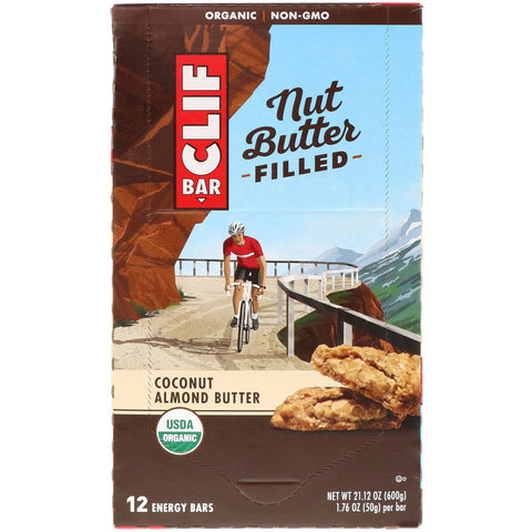 Clif Bar, , Nut Butter Filled Energy Bar, Coconut Almond Butter, 12 Energy Bars, 1.76 oz (50 g) Each