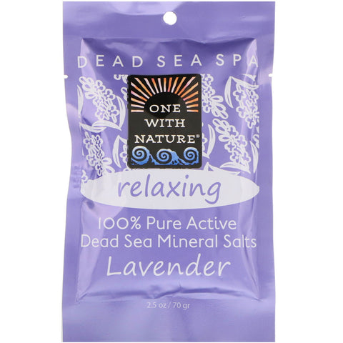 One with Nature, Dead Sea Spa, Mineral Salts, Relaxing, Lavender, 2.5 oz (70 g)