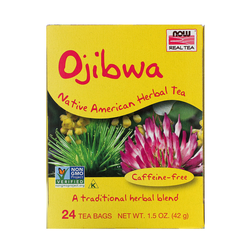 Now Foods, Real Tea, Ojibwa, Caffeine-Free, 24 Tea Bags, 1.5 oz (42 g)