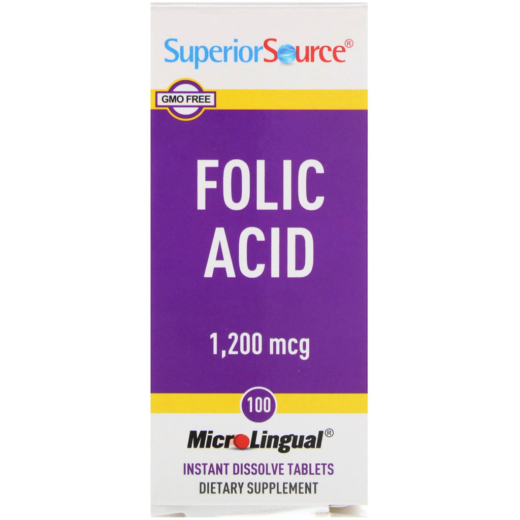 Superior Source, Folic Acid, 1,200 mcg, 100 Tablets