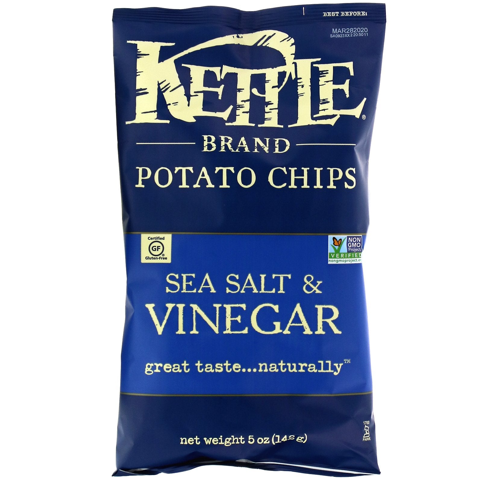 Kettle Foods, Potato Chips, Sea Salt & Vinegar, 5 oz (142 g)