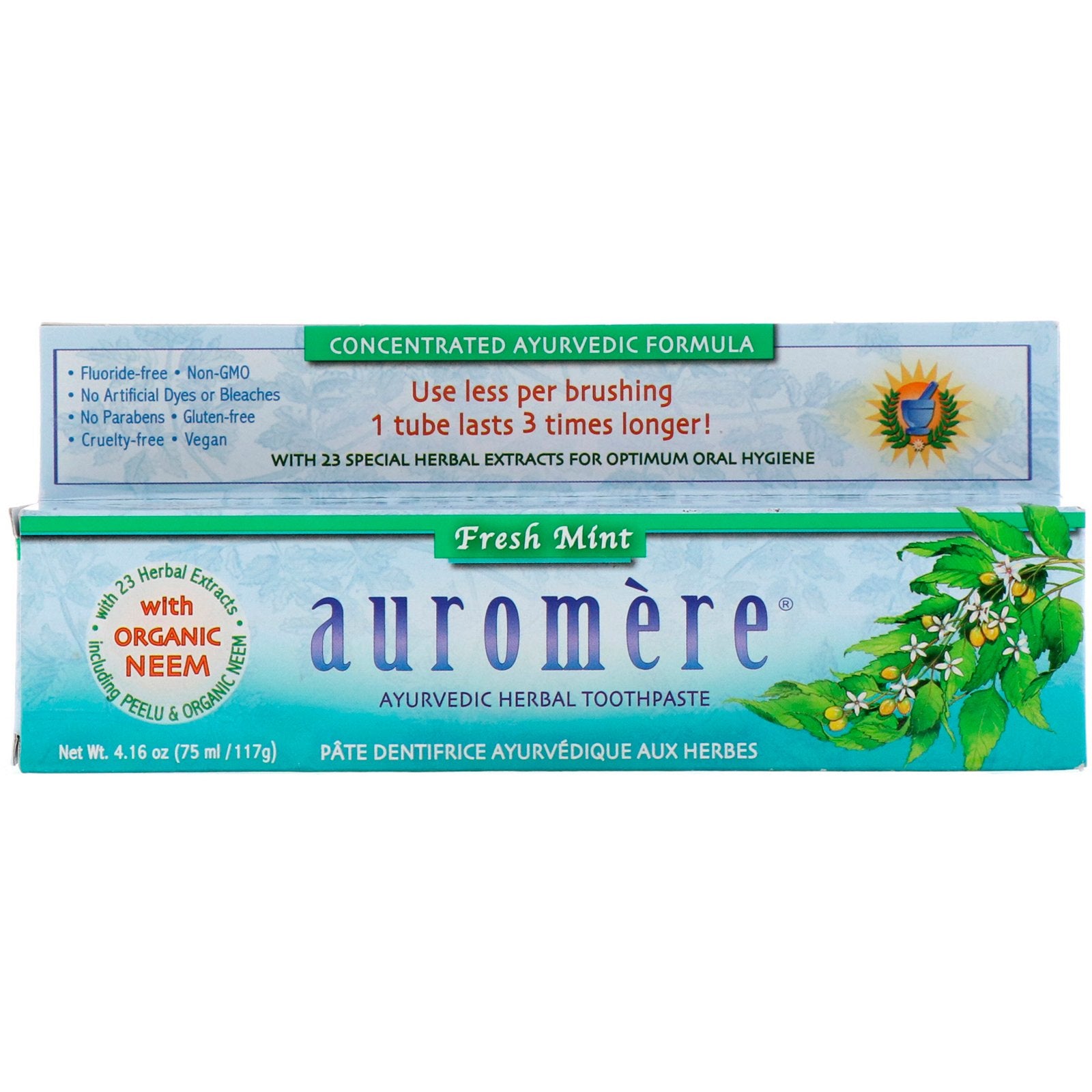 Auromere, Ayurvedic Herbal Toothpaste, Fresh Mint, 4.16 oz (117 g)