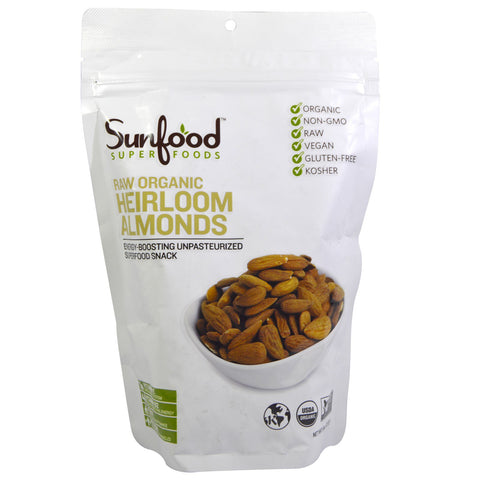 Sunfood, RAW Organic, Heirloom Almonds, 8 oz (227 g)