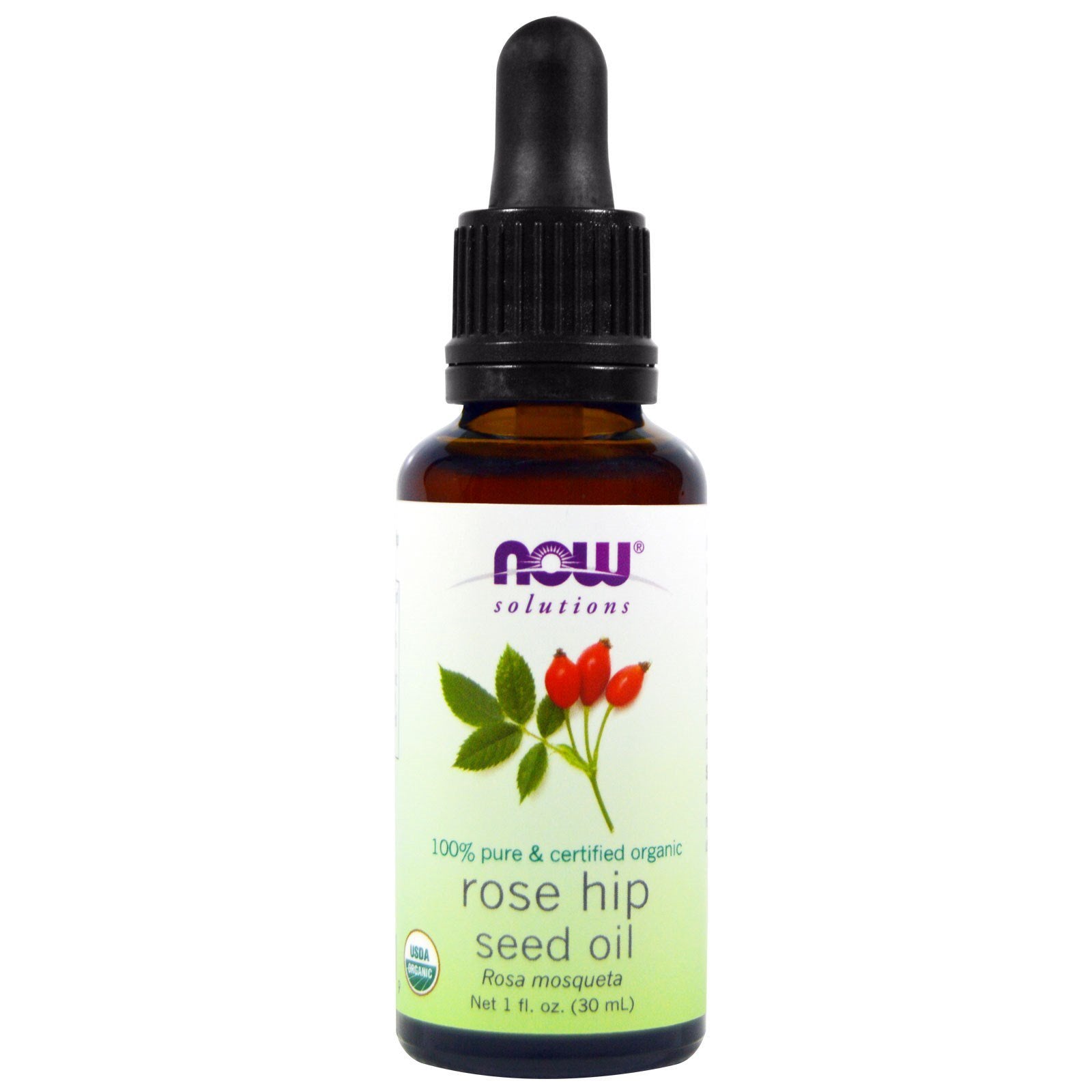 Now Foods, Solutions, Certified Organic Rose Hip Seed Oil, 1 fl oz (30 ml)