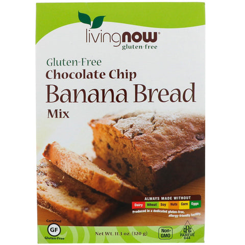 Now Foods, Chocolate Chip Banana Bread Mix, Gluten-Free, 11.3 oz (320 g)
