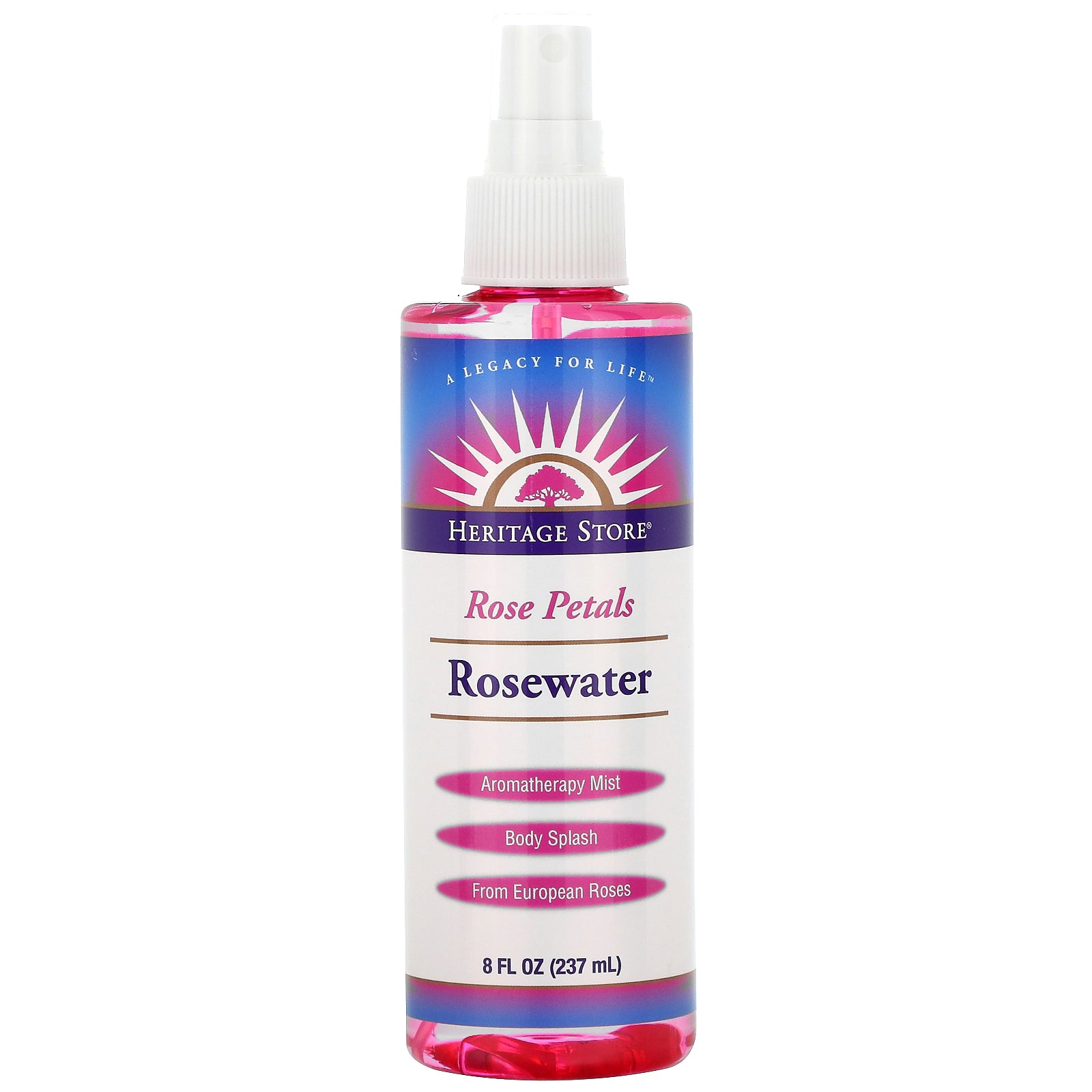 Heritage Store, Rosewater, Atomizer Mist Sprayer, Rose Petals, 8 fl oz (237 ml)