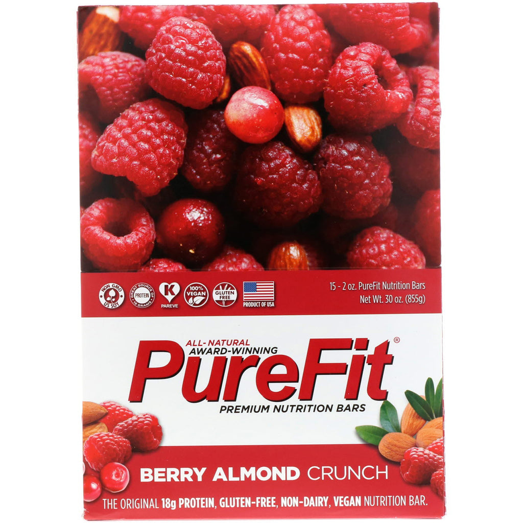 PureFit Bars, Premium Nutrition Bars, Berry Almond Crunch, 15 Bars, 2 oz (57 g) Each