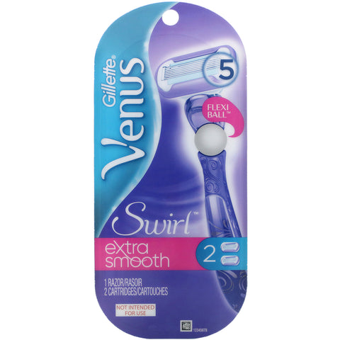 Gillette, Venus, Swirl Extra Smooth, 1 Razor + 2 Cartridges