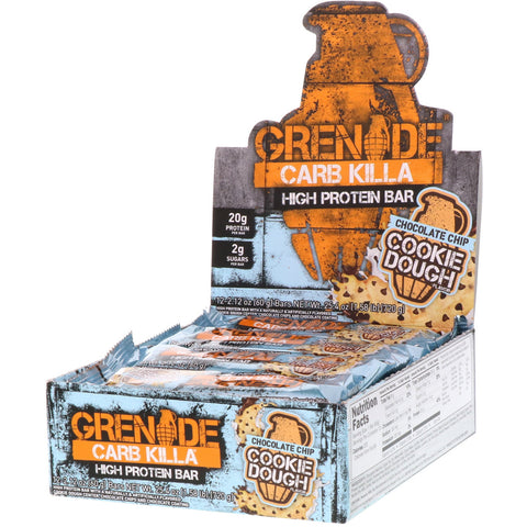 Grenade, Carb Killa, High Protein Bar, Chocolate Chip Cookie Dough, 12 Bars, 2.12 oz (60 g) Each