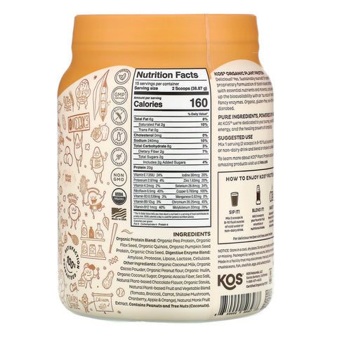 KOS,  Plant Protein, Chocolate Peanut Butter, 1.28 lb (583 g)