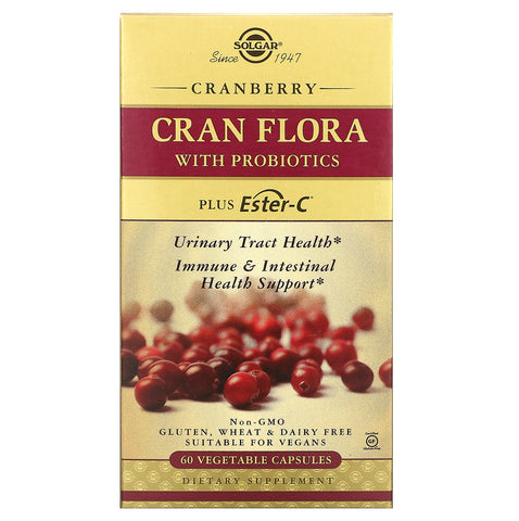 Solgar, Cran Flora with Probiotics, 60 Vegetable Capsules