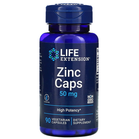 Life Extension, Zinc Caps, High Potency, 50 mg, 90 Vegetarian Capsules