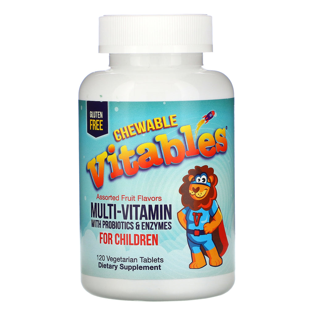 Vitables, Chewable Multi-Vitamins with Probiotics & Enzymes for Children, Assorted Fruit Flavors, 120 Vegetarian Tablets