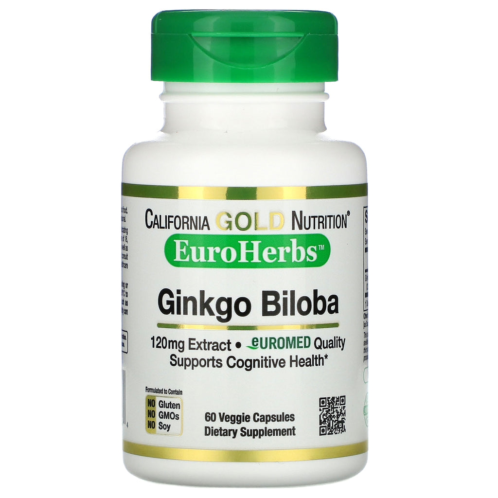 California Gold Nutrition, Ginkgo Biloba Extract, EuroHerbs, European Quality, 120 mg, 60 Veggie Caps