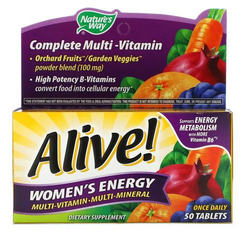 Nature's Way, Alive! Women's Energy, Multi-vitamin-Multi-mineral, 50 Tablets