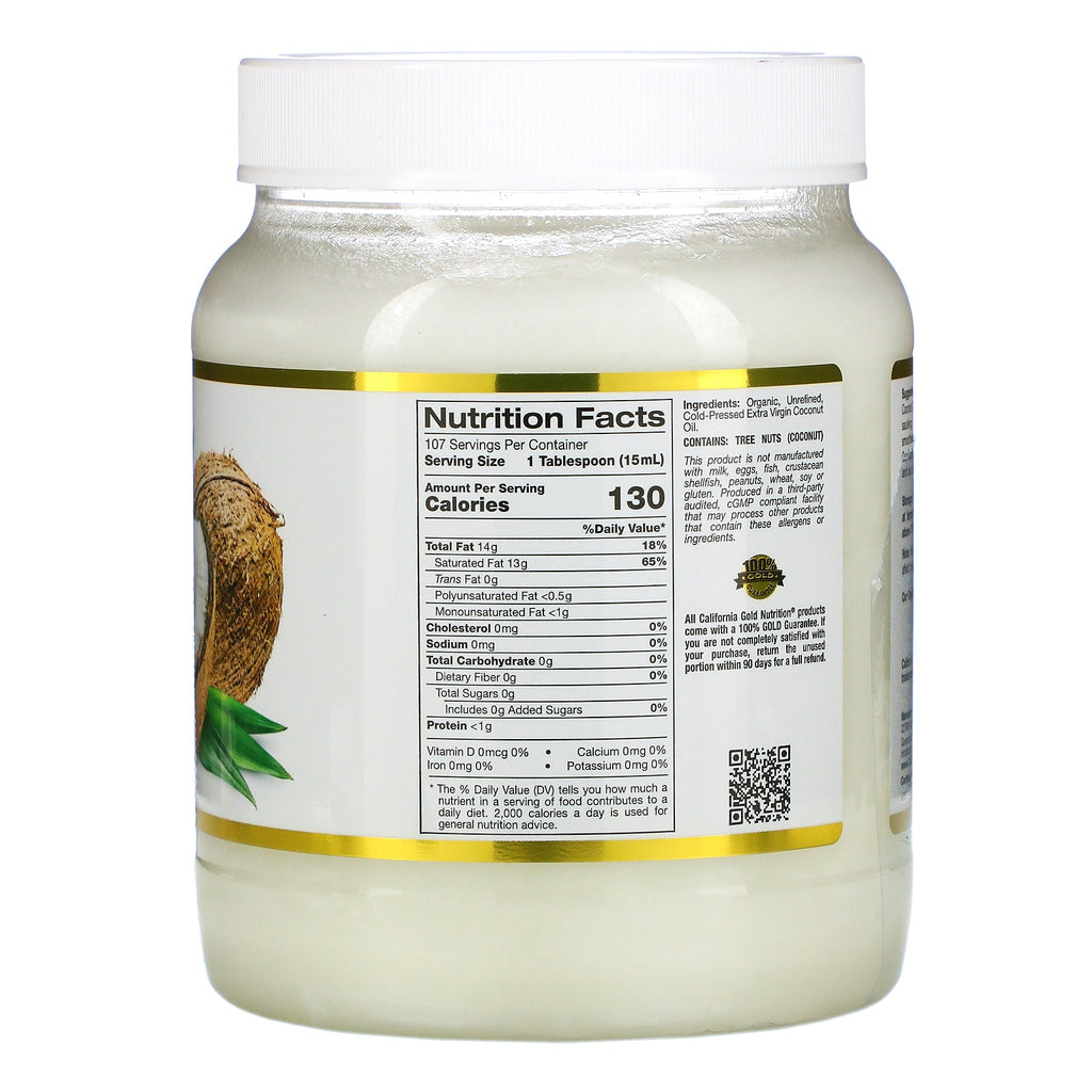 California Gold Nutrition, Cold-Pressed  Extra Virgin Coconut Oil, 54 fl oz (1.6 L)