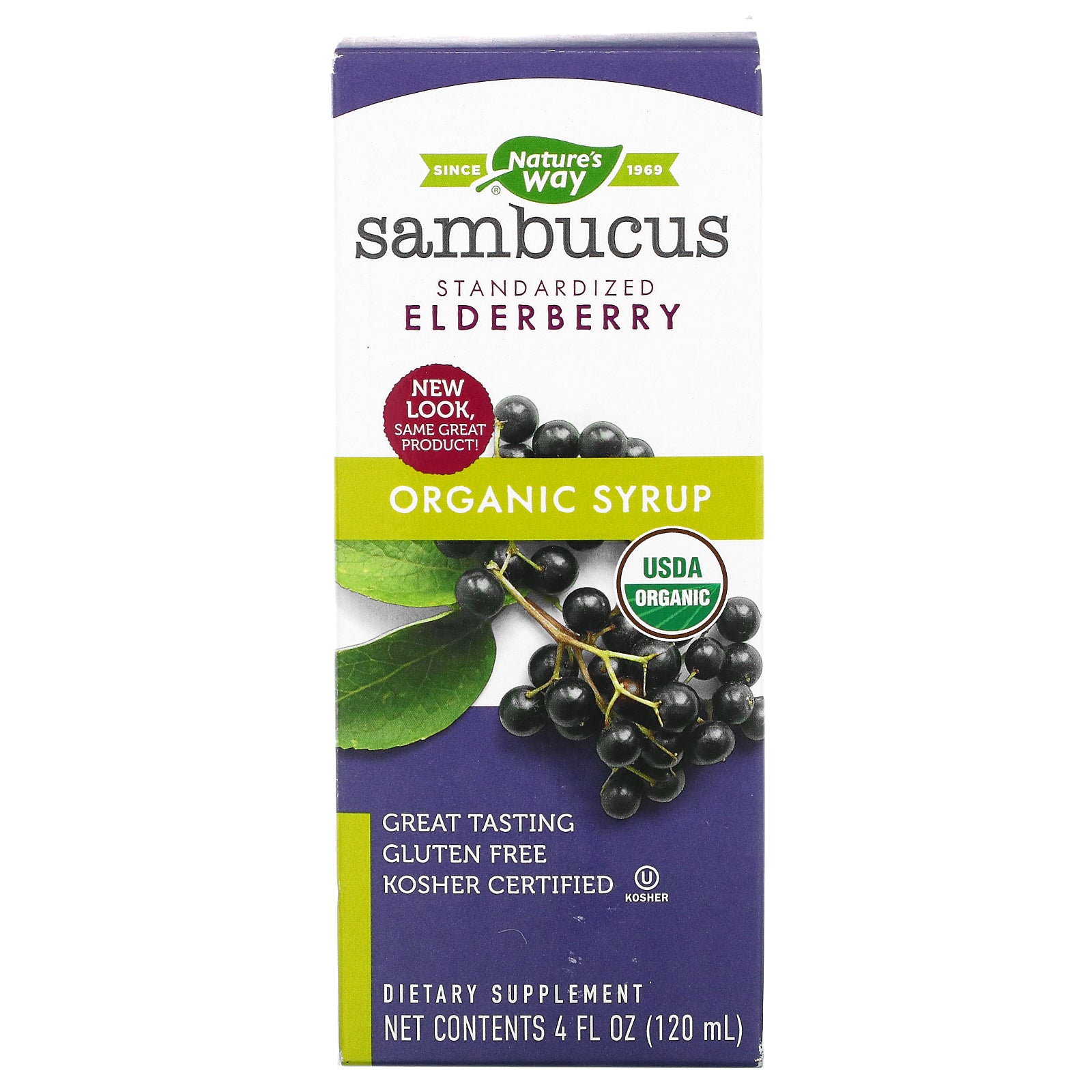 Nature's Way, Sambucus, Standardized Elderberry, Organic Syrup, 4 fl oz (120 ml)