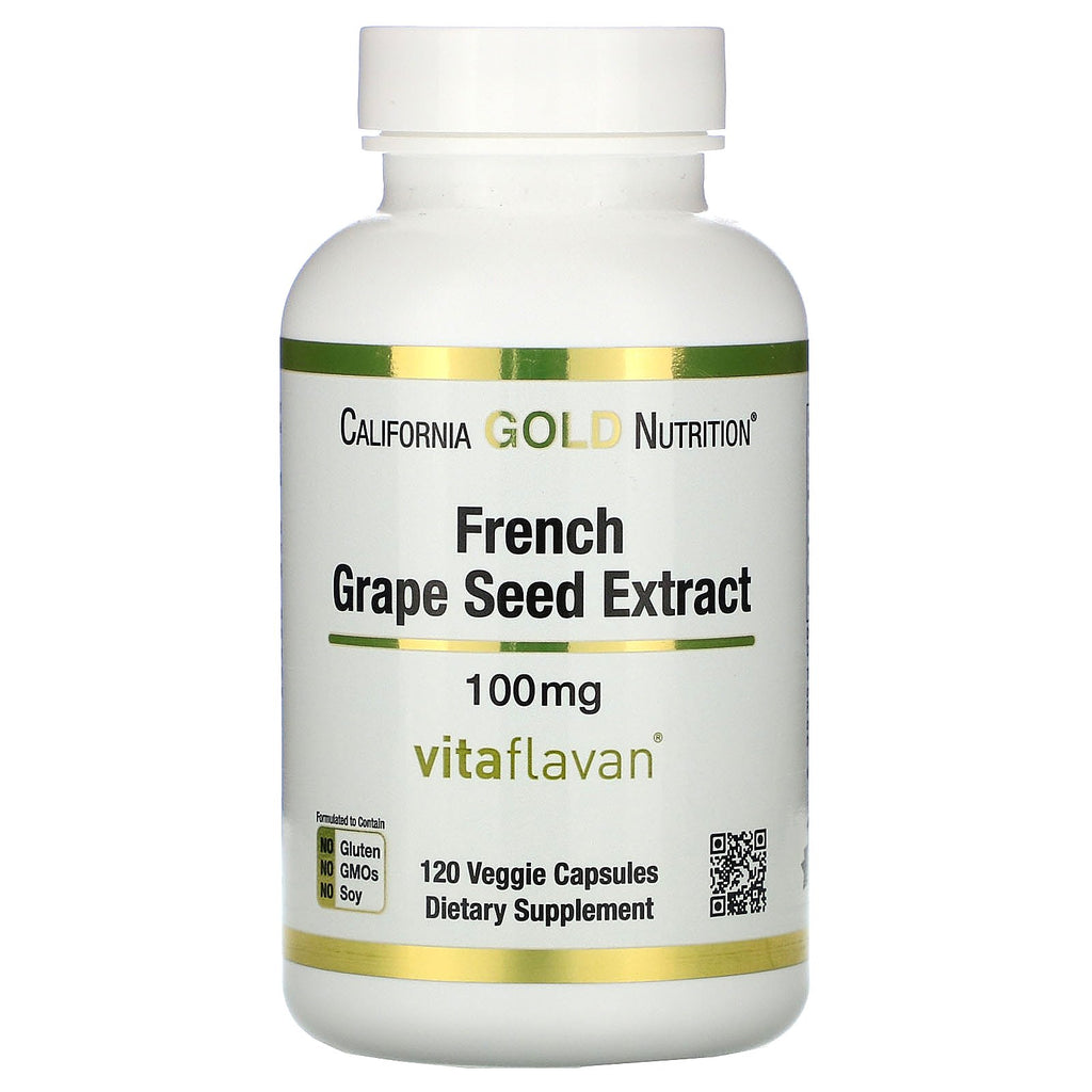 California Gold Nutrition, French Grape Seed Extract, VitaFlavan, Antioxidant Polyphenol, 100 mg, 120 Veggie Caps
