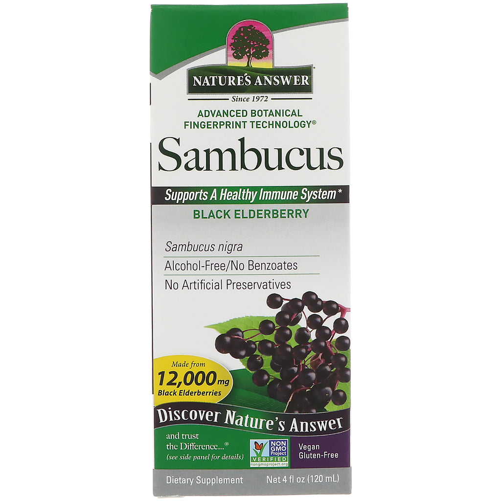 Nature's Answer, Sambucus, Black ElderBerry, 12,000 mg, 4 fl oz (120 ml)