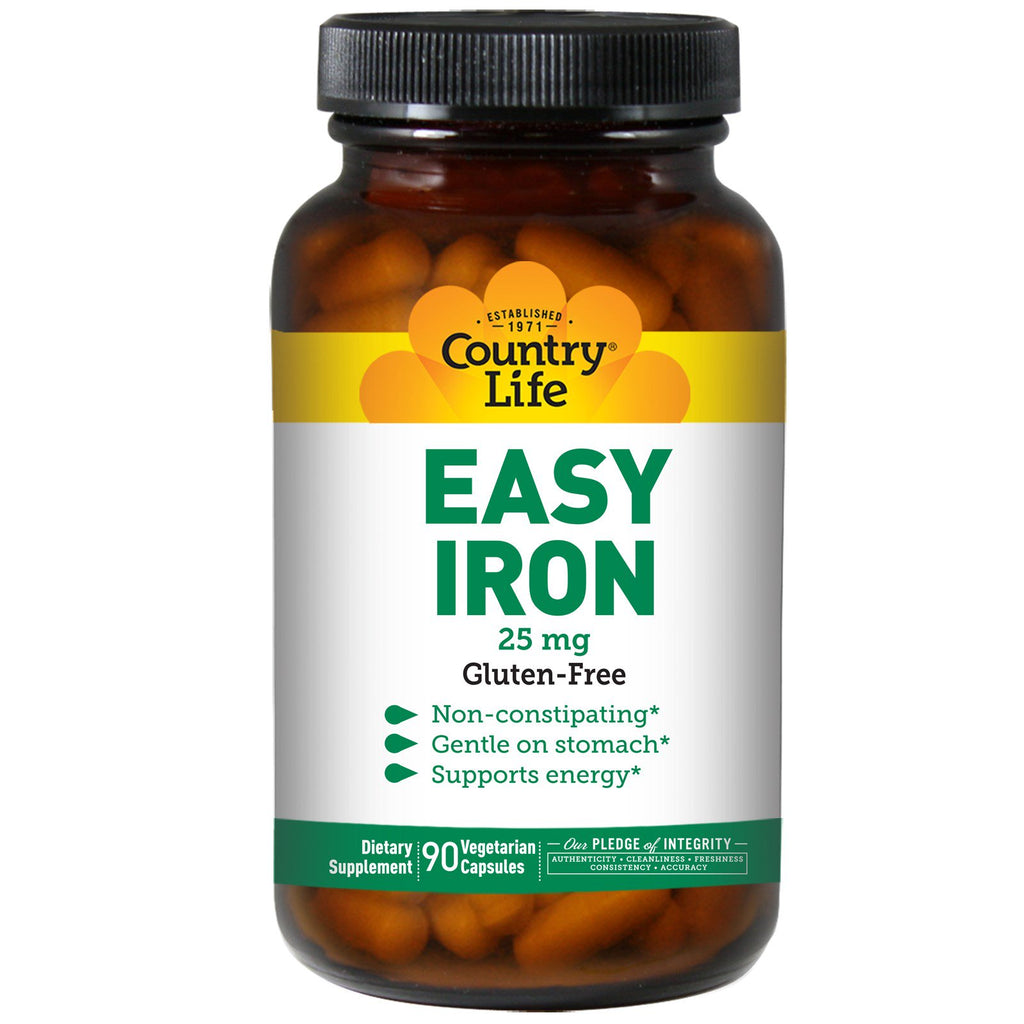 Country Life, Easy Iron, 25 mg, 90 Vegetarian Capsules