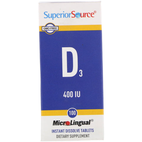 Superior Source, D3, 400 IU, 100 MicroLingual Instant Dissolve Tablets