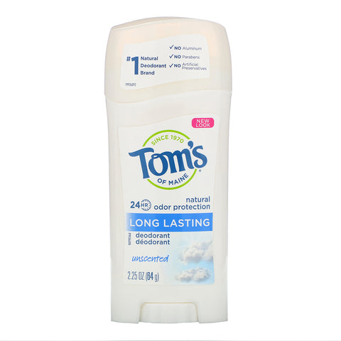 Tom's of Maine, Natural Long-Lasting Deodorant, Unscented, 2.25 oz (64 g)