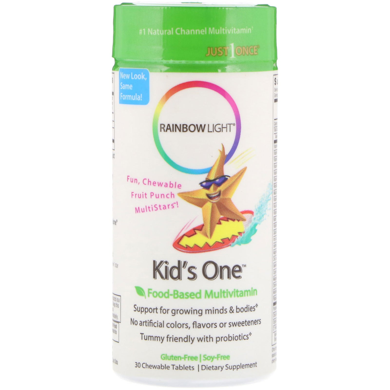 Rainbow Light, Kid's One, MultiStars, Food-Based Multivitamin, Fruit Punch, 30 Chewable Tablets