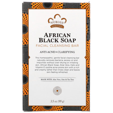 Nubian Heritage, African Black Soap, Facial Cleansing Bar, 3.5 oz (99 g)