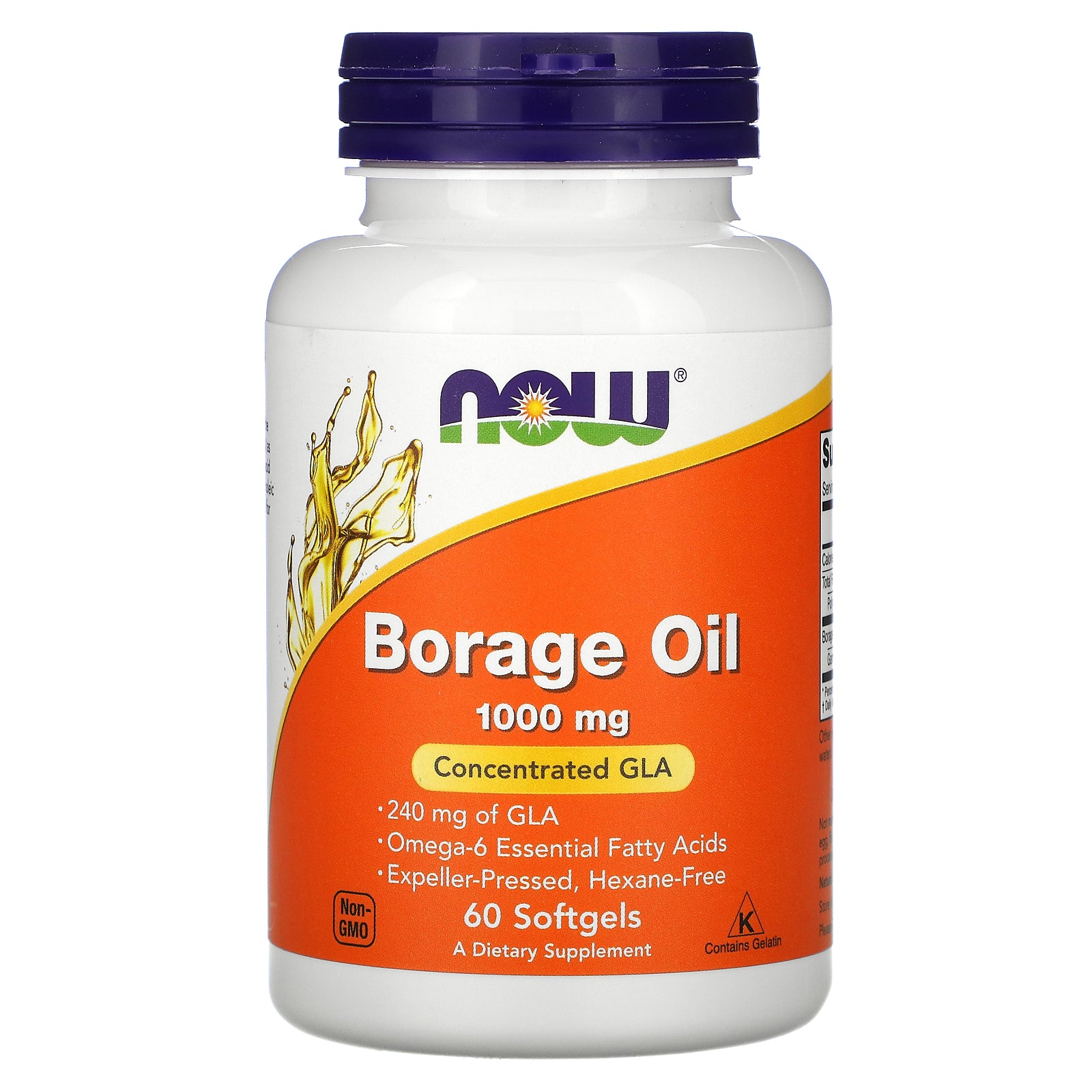 Now Foods, Borage Oil, Concentration GLA, 1,000 mg, 60 Softgels