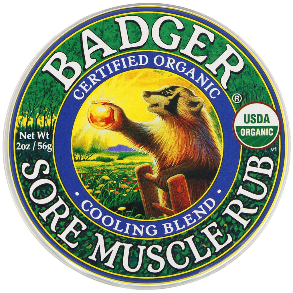 Badger Company, Organic Sore Muscle Rub, Cooling Blend, 2 oz (56 g)